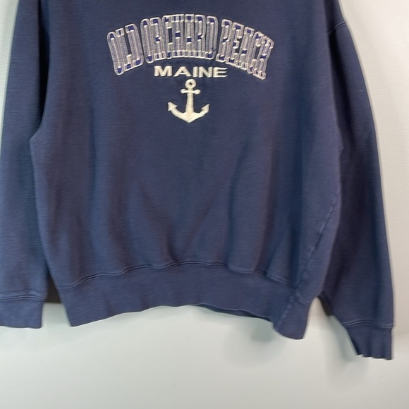 Pacific & Co Old Orchard Beach Maine Embroidered Sweatshirt Navy Blue 90s Vibe L - Picture 6 of 12
